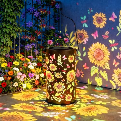 Lanterna solare per esterni, lampade solari per esterni, giardino, IP44, impermeabile, per esterni, lampade solari per esterni, decorazione da giardino, esterni, balcone, terrazza (girasole)