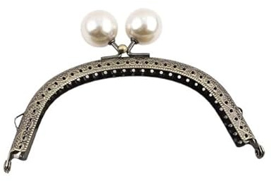 UDHSNJZG Click Clac-stängning för väskor plånbok med pärlor ram metallhandtag retro bågformad väska handväska handtag tillbehör(12,5 cm)