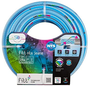 FITT NTS Jeans 1/2 (12,5 mm) 20 m - Tubo Azzurro per Irrigazione da Giardino, Robusto e Malleabile, per Uso Intensivo