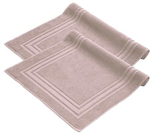Komfortec Badvorleger Set 2 Teilig, Frottee Duschvorleger, Waschbar Duschmatte & Badteppich, 600 g/m² &100% Baumwolle, Saugfähig & Schnelltrocknend, 50 x 70 cm, Rosa, Blütenrosa