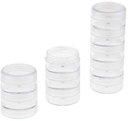 zalati Lot de 2/10 boîtes de rangement transparentes empilables pour perles, travaux manuels, petits articles, cosmétiques, nail art – 10 g/pièce