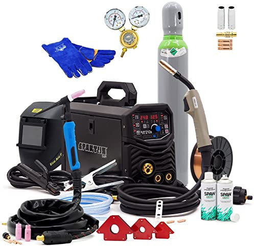 Spartus® EasyMIG 210S MIG/MAG 200 Amp Synergia Inverter TIG Soldador 3 en 1 230 V Gaslos