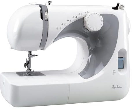 JATA JSMC5217 Nähmaschine mit 13 Stich-, Stepp- und Zickzack-Mustern, 4-Takt-Öse mit tragbarem Fußpedal, inklusive Zubehör, kompaktes Design, geringes Gewicht