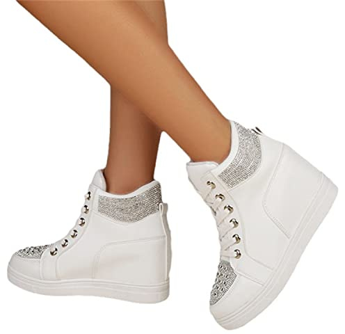 tinetill Sneakers con Paillettes Sneakers con Zeppa da Donna Tacco a Zeppa Nascosto Glitter Scarpe Sportive Scarpe da Corsa Scarpe Casual Alte Scarpe da Passeggio alla Moda Sneakers comode