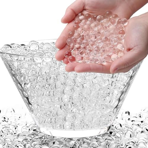 KENOO Clear Water Beads for Vases 12000pcs– 15mm Biodegradable, Invisible Gel Balls for Floating Candles, Floral Arrangements, Home Decor, and Plant Crafts (65g)