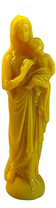 Virgin Mary With Baby Jesus 100% Pure Beeswax Candle | Religious Candle | Wedding Gift | Holy Communion Gift | Christian & Catholic Candle