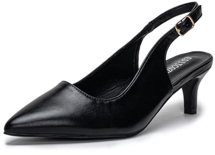 Womens Court Shoes Slingback Kitten Heel Sandals Pointed Toe Heel Comfortable Dress Shoes Wedding Pumps Black Shoes for Women Size 6