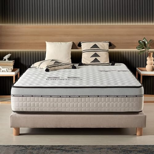 Naturalex - Visco-Carbone - Colchón 135x190 cm Núcleo Híbrido - 30 cm | Muelles Ensacados y Viscoelástica - Espuma HR y Látex - Adaptable, Ergonómico, Suave, Hipoalergénico - Semifirme