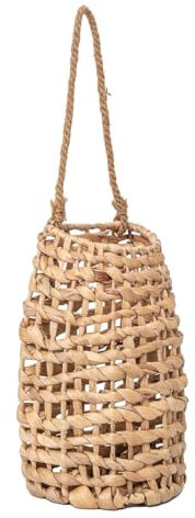 GYASVWU Cesta colgante de jacinto de agua tejida a mano, de ratán, cesta de pared con asa para decoración del hogar, balcón, jardín, granja