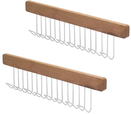 Beowanzk 2 Pack Tie Hanger for Wardrobe with 8 or 12 Hooks, Pull-Out Tie Rack, Belt Hanger for Hanging Belts, Ties, Scarves, Underwear, Hats (12 Hooks)