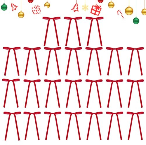 Einzigartige Weihnachtsbaumschleifen - Premium Weihnachtsbaumschmuck, Schleifen- und Bänder-Set | Sichere Weihnachtsbaumschleifen in Rot und Gold, elegante Schleifen für Weihnachtsbaum und Dekorieren