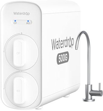 Waterdrop G5P500 Reverse Osmosis Water Filter, NSF/ANSI 372 Certified, 7 Stage Reverse Osmosis System, 500G RO Water Filtration System, 2:1 Pure to Drain, Reduces TDS PFAS, BPA Free