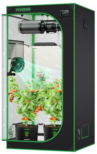 VIVOSUN Armario de Cultivo Interior 90x90x180cm, Indoor Hydroponic Zelt Opaco con Ventana Reflectante Mylar Bandeja Base Estructura Estable Cultivo Interior Invernadero Plantas