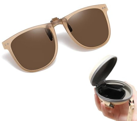 Wnddle Sonnenbrille Clip, Sonnenbrille Aufsatz, Sonnenbrille Zum Aufstecken Polarisiert, Faltbare Sonnenbrille Clip, Polarisierte Unisex-Clip auf Sonnenbrille, Clip On Sonnenbrille Aufsatz (Braun)