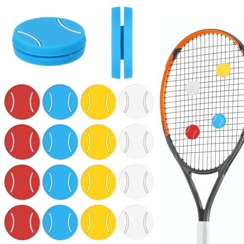 Zelphvt 16 Pcs Tennis Racket Dampeners Tennis Vibration Dampener Silicone Tenni Dampener for Racket Cute Supplies for Training and Matches (4 Colors)