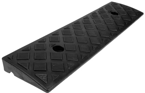 Hemobllo Rubber Curb Ramp for Driveway: Heavy Duty Rubber Threshold Ramp Motorcycle Slope Step Mat for Loading Dock Sidewalk Wheelchair, Black
