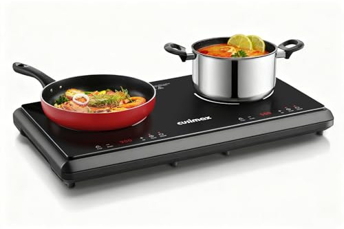 Electric Stove,Cusimax Electric Hot Plate for Home,9 Temperature and 1800w Power Level,Double Infrared Burner with Sensor Touch,Kids Safety Lock,Timer,Ceramic Countertop Stove