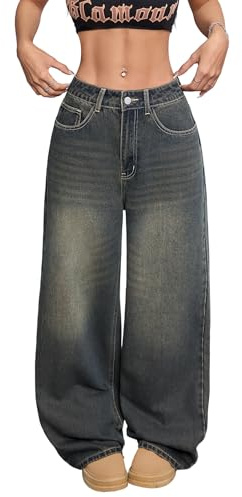 OYICAI Jeans larghi da donna, a gamba larga, stile vintage, anni '90, stile hip hop, H10 Retro Blu, XL