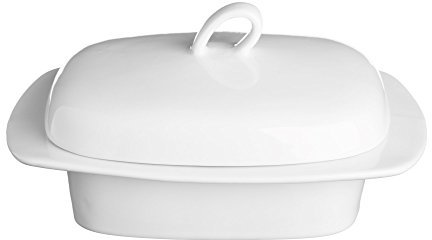 Price & Kensington Simplicity - Burriera con coperchio, in porcellana, colore: Bianco