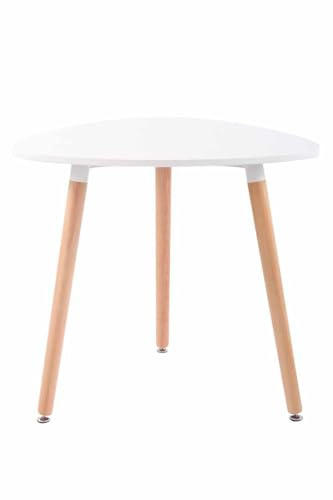 CLP Küchentisch ABENRA I Esstisch Mit MDF Tischplatte I Bistrotisch Mit Buchenholzgestell, Farbe:weiß, Größe:80 cm
