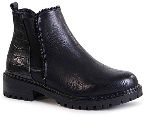 topschuhe24 1667 Damen Stiefeletten Chelsea Boots, Farbe:Schwarz, Größe:36 EU
