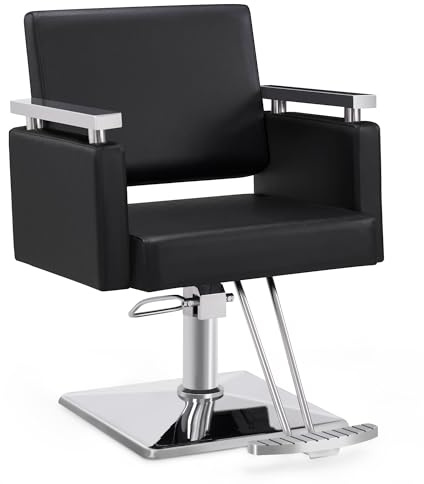BarberPub Classic Hydraulic Barber Chair Styling Salon Chair for Hair Stylist Beauty Spa Equipment 8808 (Black)