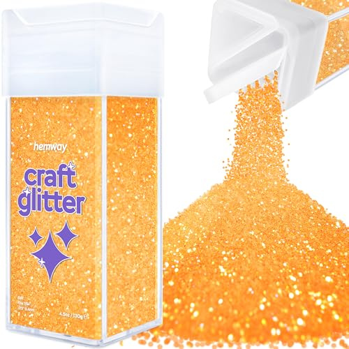 Hemway Craft Glitter Shaker Fluorescent Orange 130g Fine | for Resin & Epoxy Crafts, Christmas Art Supplies, Nail, Body, Face, Eye, Festival, Crafting, Slime, Sparkle