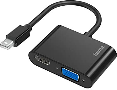 Hama MiniDisplayPort auf VGA und HDMI Adapter, 4K Ultra HD, Full HD (2in1 Adapter mit Mini Display Port Stecker, HDMI Buchse und VGA Buchse zum Anschluss von PC, Laptop, Tablet an Monitor, TV, Beamer)