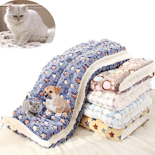 HAGUAN Cozy Calming Cat Blanket, Dog/Cat Self Heating Pet Pad,No Electricity Heated Cat Bed, Washable Ultra Soft Dog/Cat Bed Mat, Cat Blankets for Indoor Cats, Pet Pad for Fit Most Pets (A,32 * 25cm)