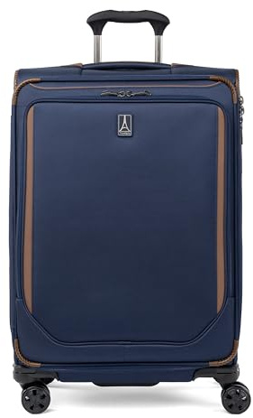 Travelpro Crew Classic Lightweight Softside Expandable Checked Luggage, 8 Wheel Spinner Suitcase, TSA Lock, Men and Women, Checked Medium 25-Inch, Patriot Blue