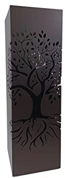 Paraguero arbol de la Vida Negro Metal 15.5x15.5x49 cm con Gancho para Paraguas pequeños y Bandeja recogeaguas