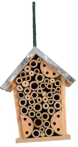 CAXUSD Hängendes Insektenhotel Aus Holz Wetterfestes Bienenhaus Zur Unterstützung Von Pollinatoren Für Garten Balkon Und Terrasse Handgefertigt Und Dekorativ