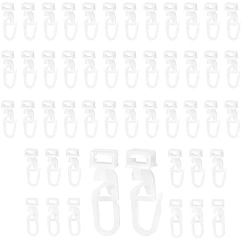 ALLisWE 50 Piezas Deslizador de Riel Gancho de Cortina Polea para Pista de Cortina Accesorios para Colgar Plástico Blanco Silencioso Deslizadores de Guía para Cortinas Ventana Y Puerta Ducha Y Baño