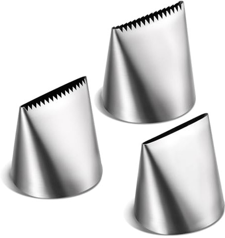 Qianyu Set di 3 beccucci grandi per decorare torte, in acciaio inox, beccucci per glassa, glassa, tubazioni, accessori per pasticceria fai da te, cupcake, biscotti, pane, fondente