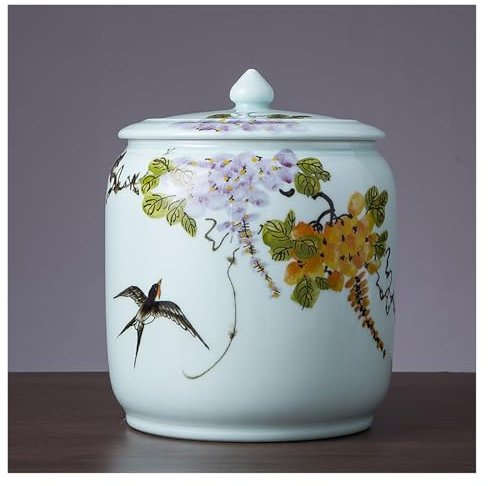 ZYYLIVR Recipiente De Arroz De Cerámica, Contenedor para Almacenar Arroz, Dispensador De Arroz, Contenedor para Alimentos, Dispensador De Granos, para Maíz, Harina, Avena, Frutos Secos Y Té