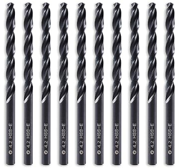 DelitonGude 4.2mm HSS M35 Cobalt Twist Drill Bits, High Speed Steel, Set of 10,Suitable for Steel,Stinless Steels, Cast Iron and Other Metals(UK-4.2mm)