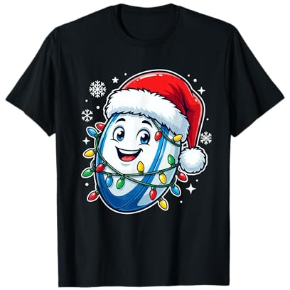 Divertente Natale Cartoon Palla da Rugby Maglietta