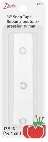 Dritz 82-9 Snap Fastener Tape with 12 Snaps, White, 17-1/2-Inch Length