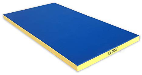 NiroSport Weichbodenmatte 200 x 100 x 8 cm Turnmatte Fitnessmatte Gymnastikmatte Sportmatte Trainingsmatte Bodenmatte Schutzmatte Yogamatte (Blau/Gelb)