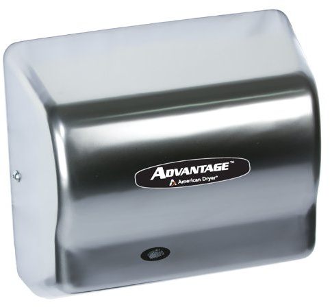 American Dryer AD90-SS Advantage Stainless Steel Standard Automatic Hand Dryer, 4 Brush Finish, 1/8 HP Motor, 100-240V, 5-5/8 Length x 10-1/8 Width x 9-3/8 Height,Brushed/Satin