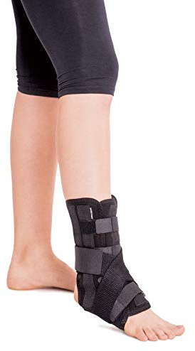 Ankelbandage med 5 ankelförstärkningar till vänster eller höger ben medium svart