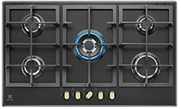 Electrolux KGS 9536 RN - Teglia da forno a gas, finitura in ghisa nera con manici in bronzo, 90 cm