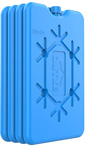 OUTXE Ice Packs for Lunch Box 4 -Pack Reusable Ultra-Thin Freezer Packs Long-Lasting Cool Packs for Coolers, Keep Food Fresh and Cold in Lunch Boxes and breastmilk Bags - 4 Pack (Blue)