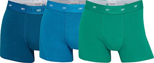 CR7 Cristiano Ronaldo boxershorts för män gjorda av bambutyg, åtsittande kalsonger, bekväm att bära i 3-pack, svart, grå, ljusgrå, marinblå, blå, mörkgrön, S–XXL, Marin, blå, mörkgrön, L