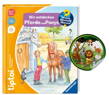 Collectix Ravensburger tiptoi bok volym 13 | Världen av hästar och ponnyer + barn djur klistermärken | från 4 år