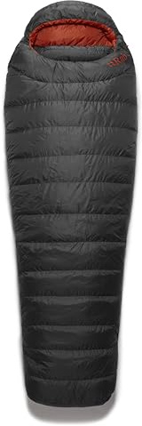 Rab Ascent Down Sleeping Bag - Lightweight Warm Mummy Sleep Sack for Camping & Backpacking - Graphene - 23°F, Long, Left Zip