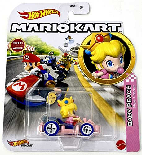 Hot Wheels DieCast Baby Peach Pipe Frame-modell Super Mario Kart - Skala 1:64 Längd 5 cm
