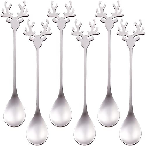 ESRISE Set di cucchiaini da caffè, in acciaio inox colorato, set di cucchiai di Natale, piccoli cucchiai per la casa, cucchiaio da dessert, cucchiaino da tè (cucchiaio basso)
