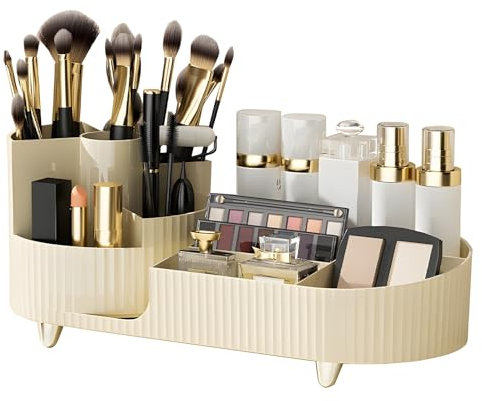wordmouk Make Up Kosmetik Organizer mit 360° drehendem Make up Pinsel Halter, Kosmetik Organizer mit großer Kapazität, Hautpflege-Organizer Für Lippenstift Make-up Bürsten Kosmetische Anzeige