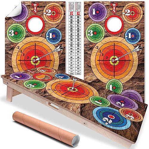 Cornhole Board Wraps and Decals for Boards Set of 2 Skins Professional Vinyl Covers Sticker - Shooting Target Practice Archery Fun Cornhole Decal for Boards Covers Sticker Cornhole Vinyl Wraps